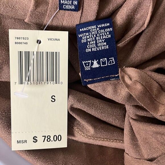 Max Edition Vicuna Faux Suede Square Lapel Racerback Vest S NEW - Picture 9 of 9